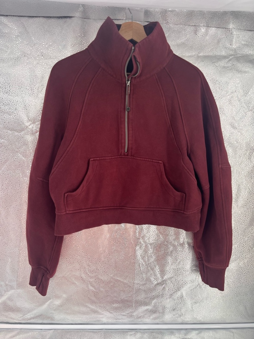 Lululemon Scuba Oversized Funnel Neck Half-Zip Sweatshirt Red Merlot Size XS/S - Picture 4 of 14